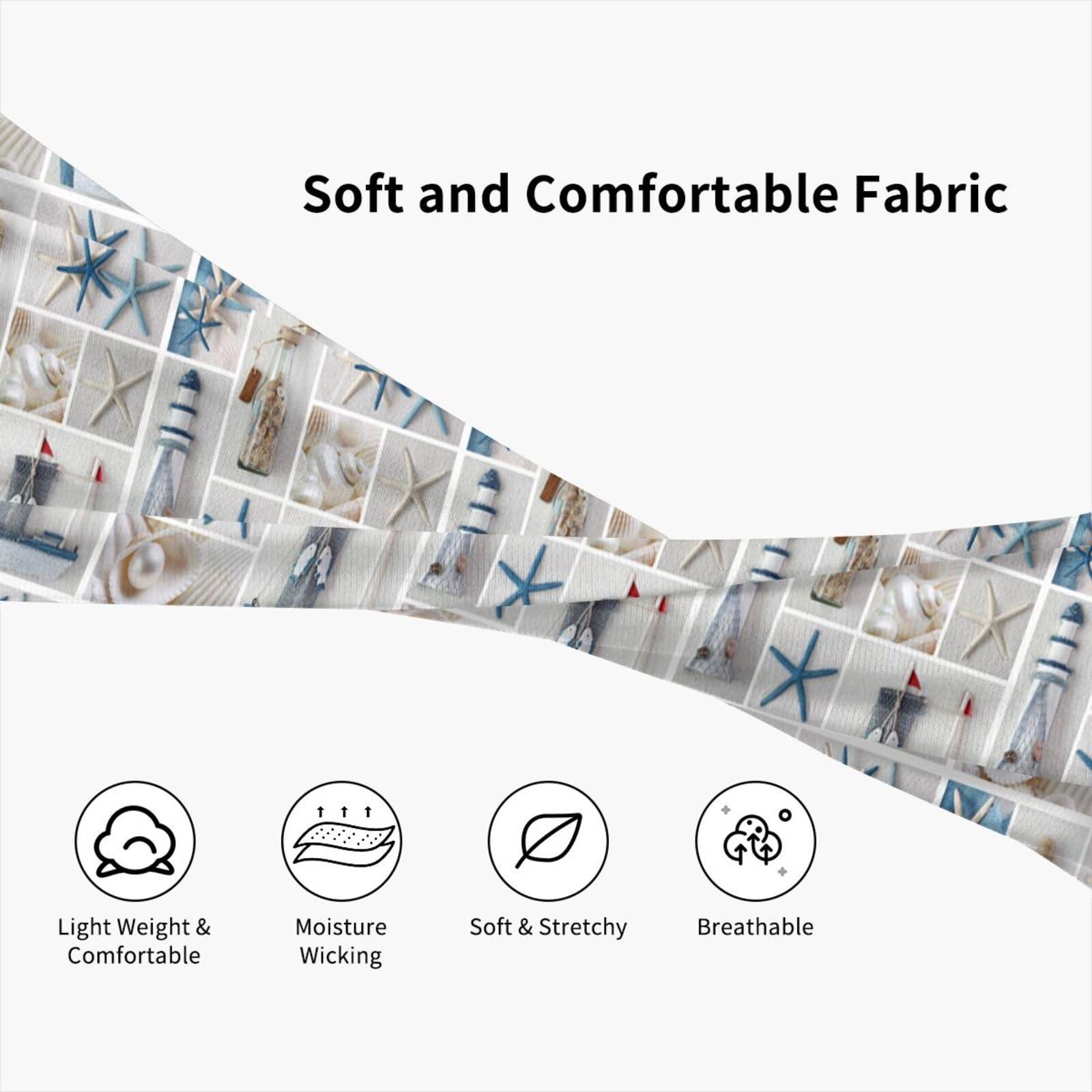 YIPOCH Beach Ocean Coastal Starfish Headbands for Women Non Slip face wash Makeup Headband Sports Running Headband Stretchy Sweat Band Fashion Wide Headbands for Women Head Bands Mens Sweatband