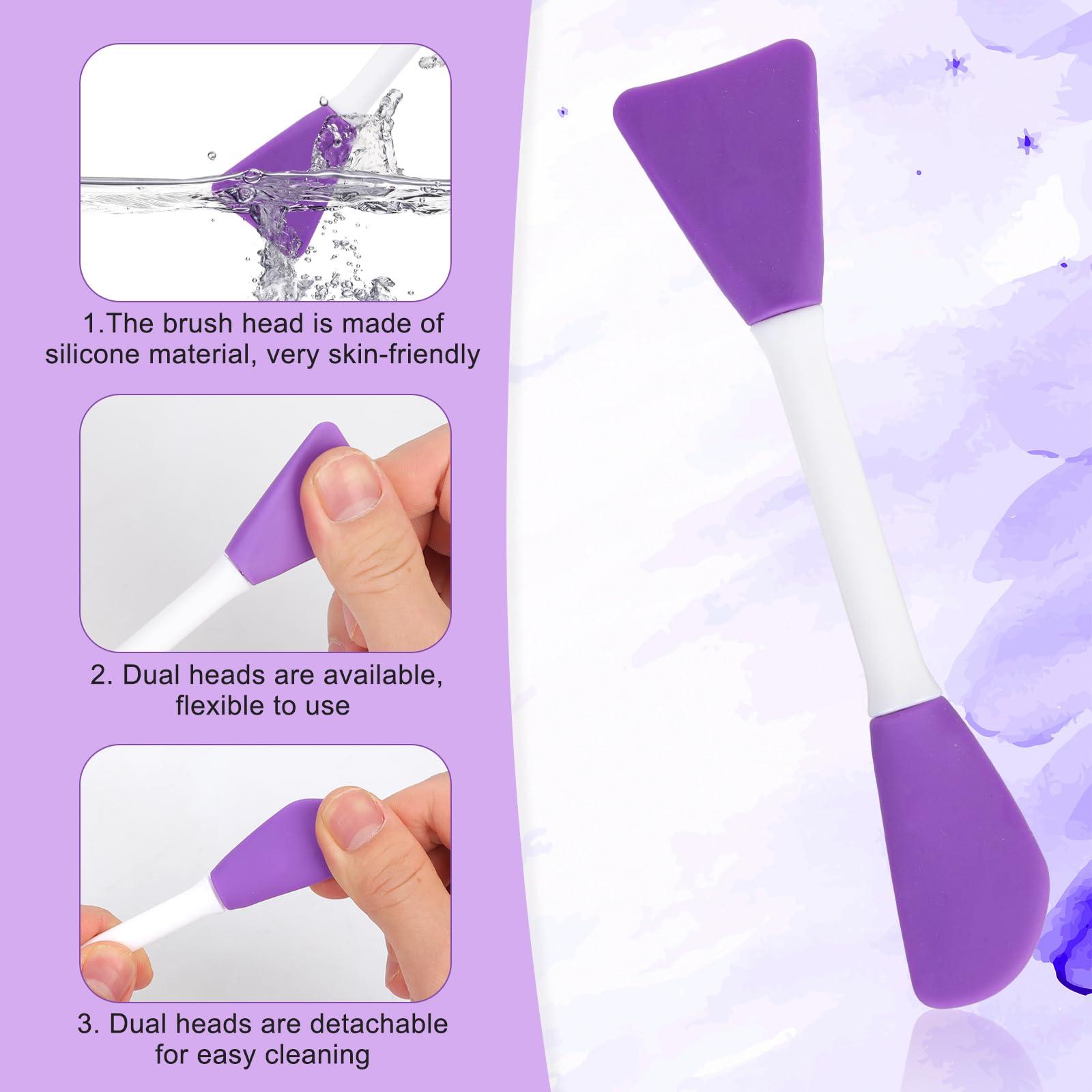 XIHIRCD 4pcs Silicone Face Mask Applicator, Dual-Head Mask Brushes Facial Mask Brush Applicator Soft Face Mask Spatula Beauty Brush Tool for Applying Mud Mask Lotion Skincare Cream (4 Colors)