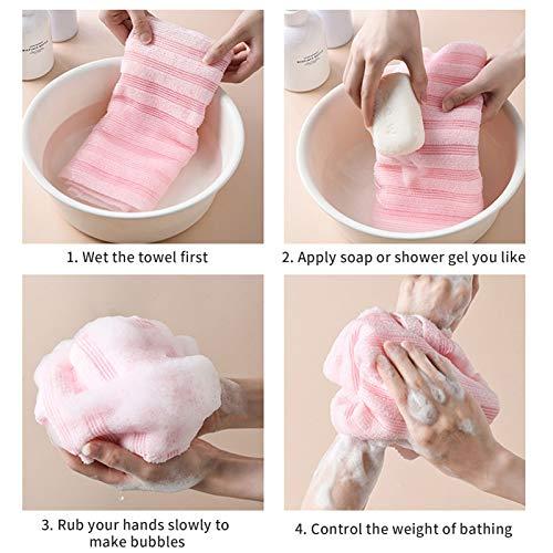 Nutteri Exfoliating Back Scrubber for Shower, Body Back Scrubber Towel For Shower, Bath Wash Cloth Back Washer Deep Clean & Invigorate Your Skin (Black-stripe)