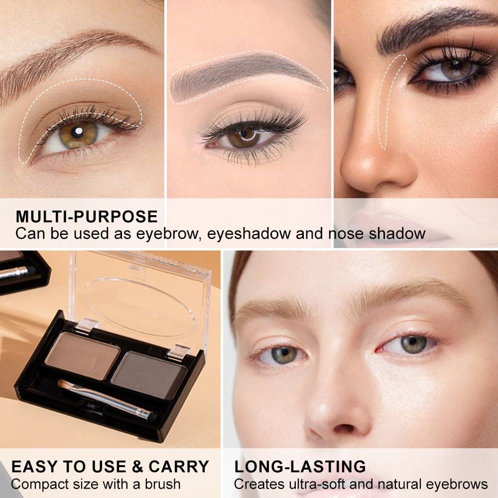 CAKAILA Eyebrow Powder Light Brown Kit,Eye Brow Powder for Women Long-Lasting Waterproof Two Colors Brow Filler Get Full Defined Natural Brows,Eyebrow Contour Palette with Double-ended Eyebrow Brush