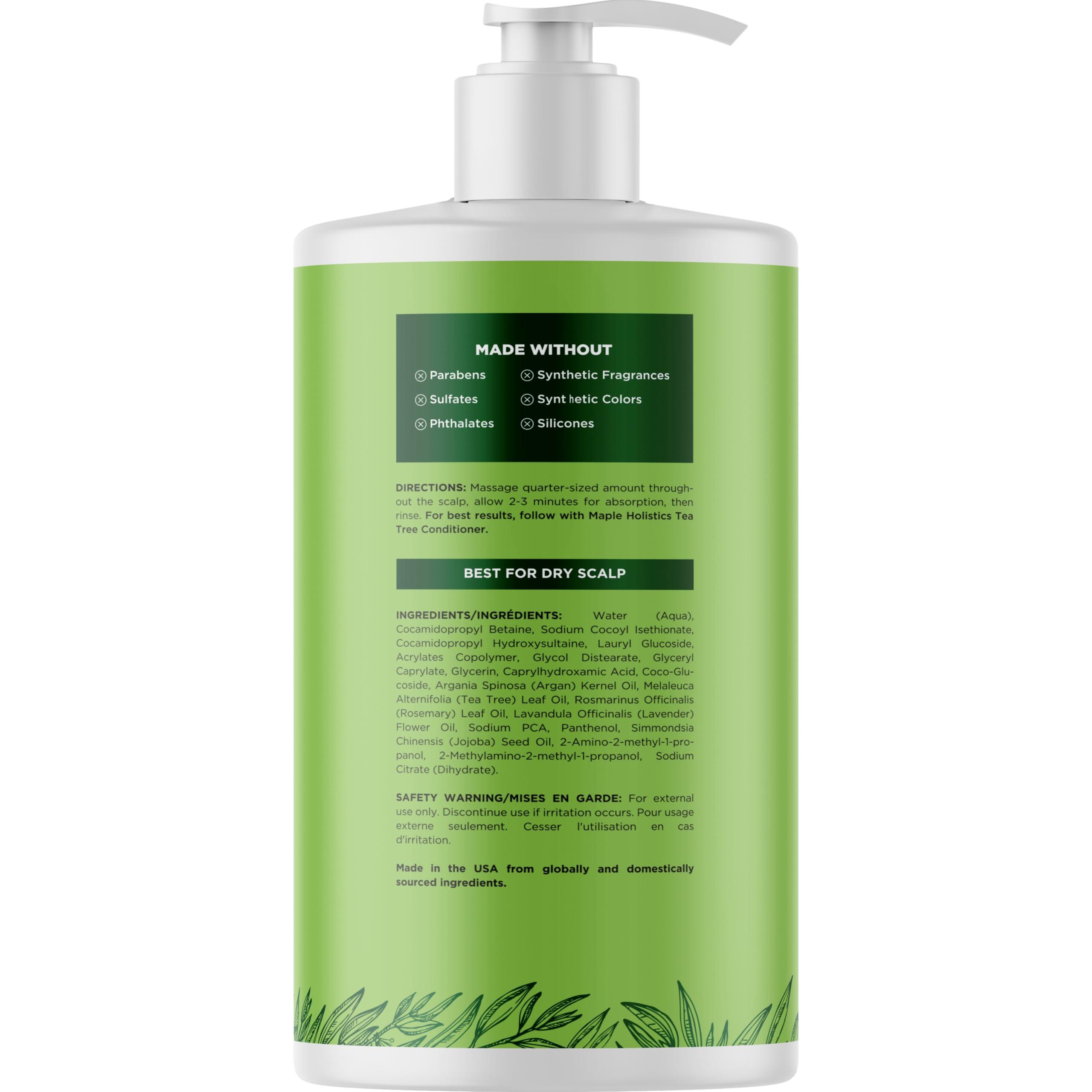 Maple Holistics Maple Holistics Tea Tree Oil Shampoo Sulfate Free - Deep Cleansing Vegan Tea Tree Shampoo for Oily Hair and Scalp - Daily for Build up with Rosemary Essential Oil for All Hair Types 25 Fl Oz