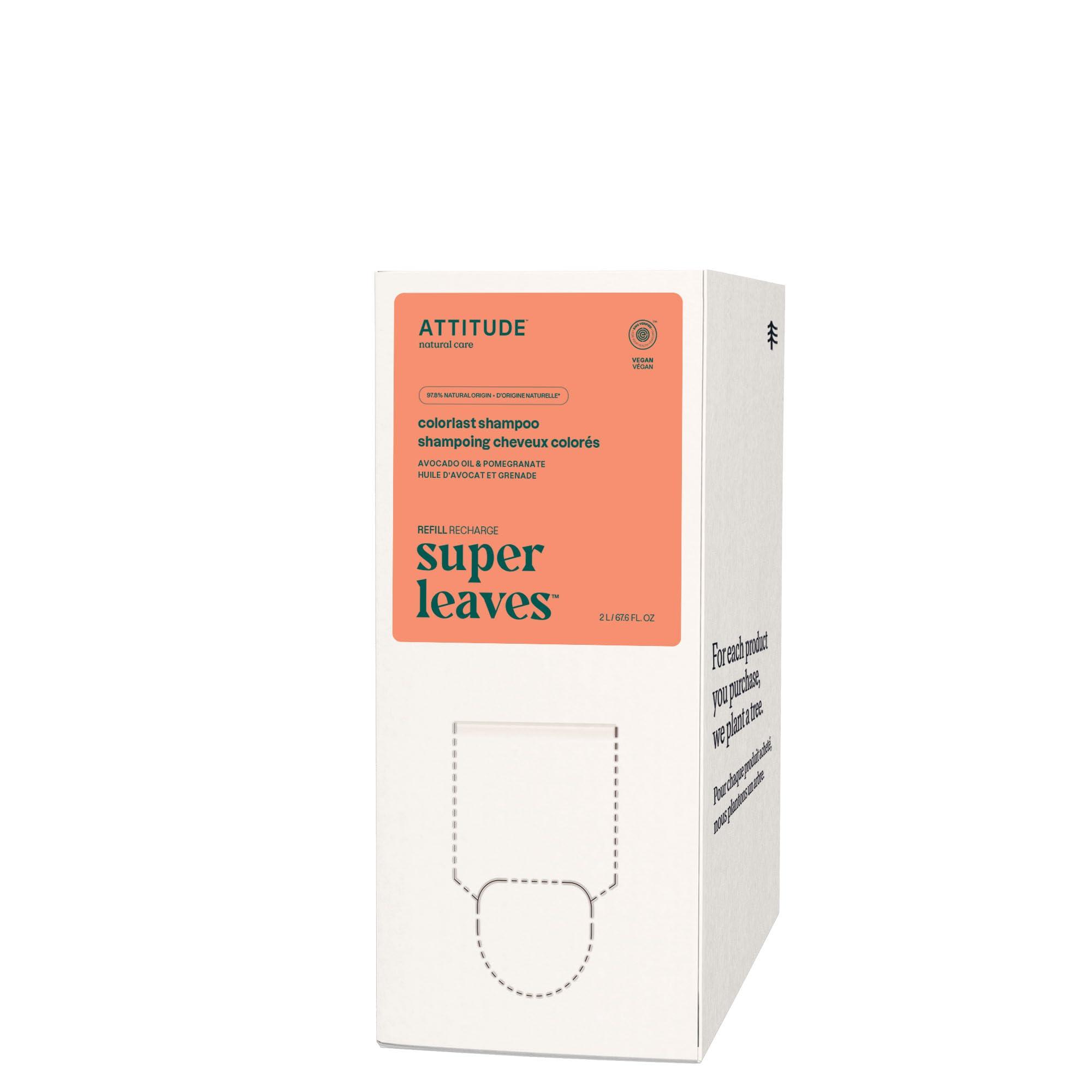 ATTITUDE ATTITUDE Colorlast Hair Shampoo, EWG Verified, For Color Treated Hair, Protects Color, Naturally Derived Ingredients, Vegan and Plant Based, Avocado Oil and Pomegranate, Bulk Refill, 67.6 Fl Oz