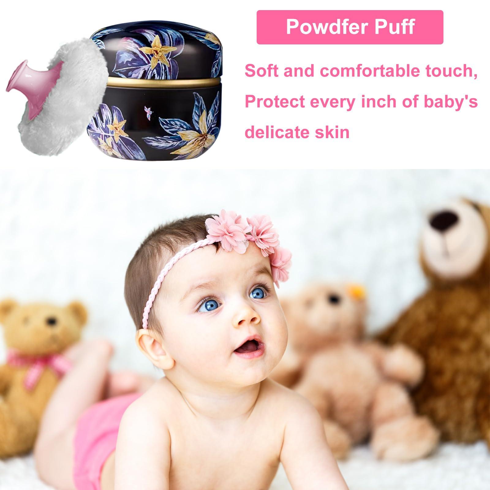 Qopoto Qopoto Body Powder Puff and Container for Dusting Powder, Women Powder Puff and Powder Case for Bath and Travel (Procumbens Flowers)
