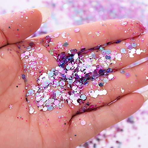 Onwon Onwon 10 Boxes Chunky Glitter Makeup Set. Colorful Mixed Cosmetic Glitters Flakes for Eye Shadow Body Nail Face Lips Hair Iridescent Flakes Cosmetic Paillette Sparkles Slime Supplies Powder Sequins
