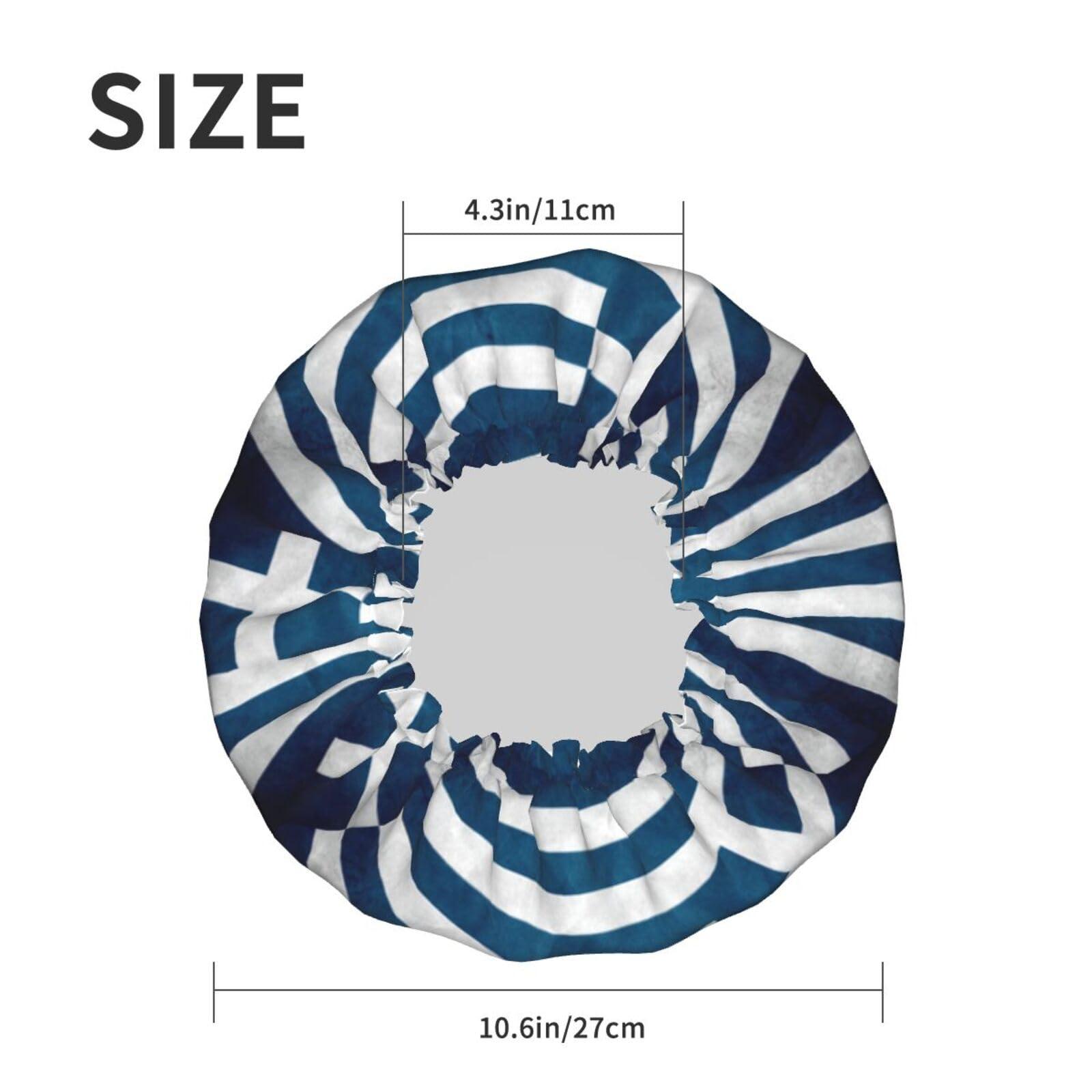 XTUAG Greek Flag Shower Cap For Women, Elastic And Reusable,Double Waterproof Layers Bathing Hat