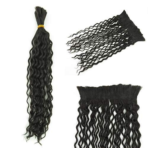 RemeeHi 4 Pcs Human Hair Braid In Bundles Curly Weave Extension No Sew No Crochet No Glue Weft with Excrescent Hair 6" 1#