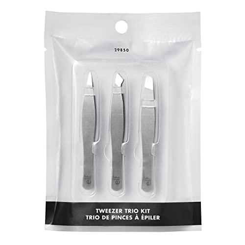e.l.f. e.l.f. Tweezer Trio Kit, Three Mini Eyebrow Tweezers For Shaping, Defining & Grooming Brows, Great For Touchups On The Go, Vegan & Cruelty-Free