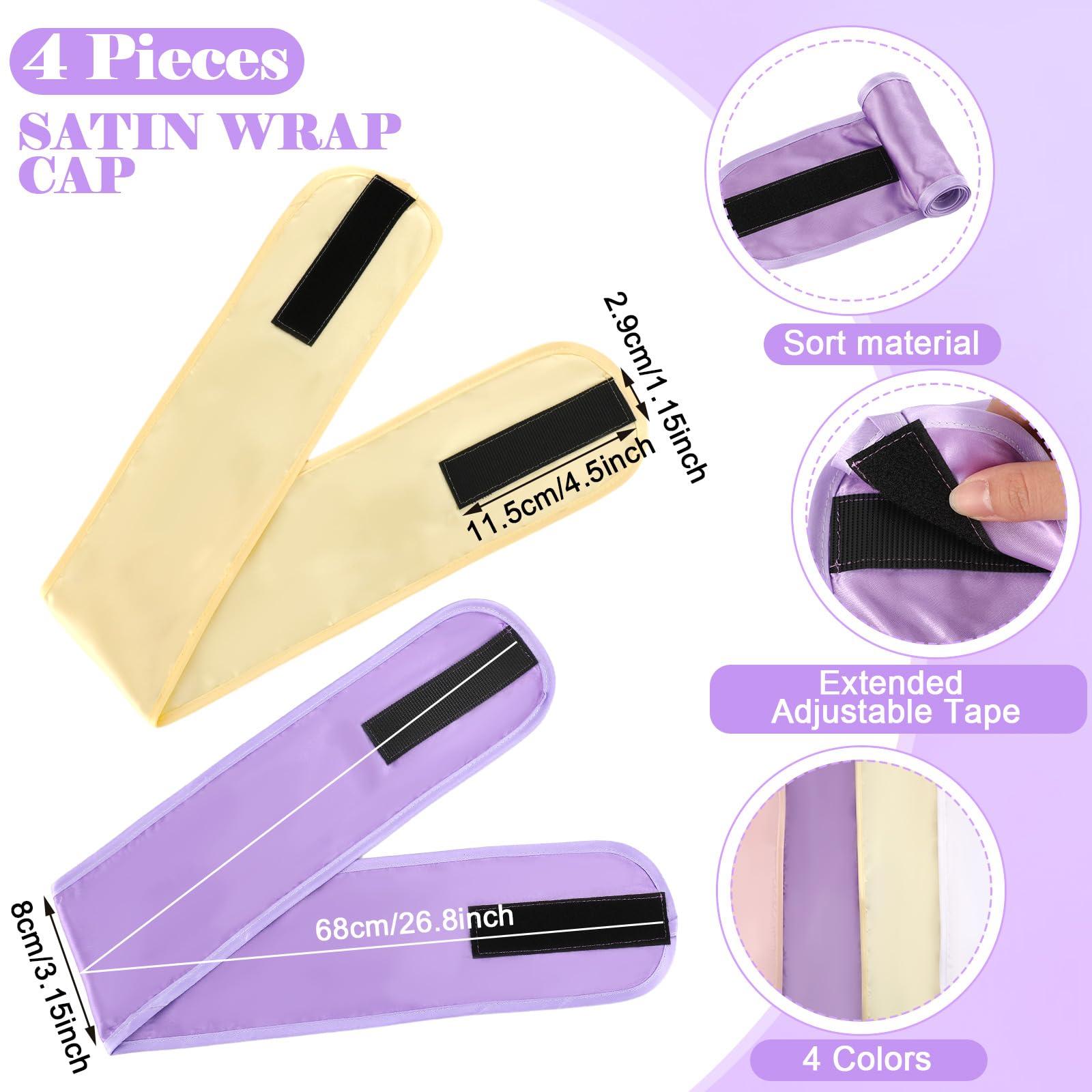 Eurzom Eurzom 4 Pieces Satin Hair Wrap Scarf Satin Headband for Black Women\'s Adjustable Silk Hair Wraps for Sleeping Nonslip Strips(Elegant Color)