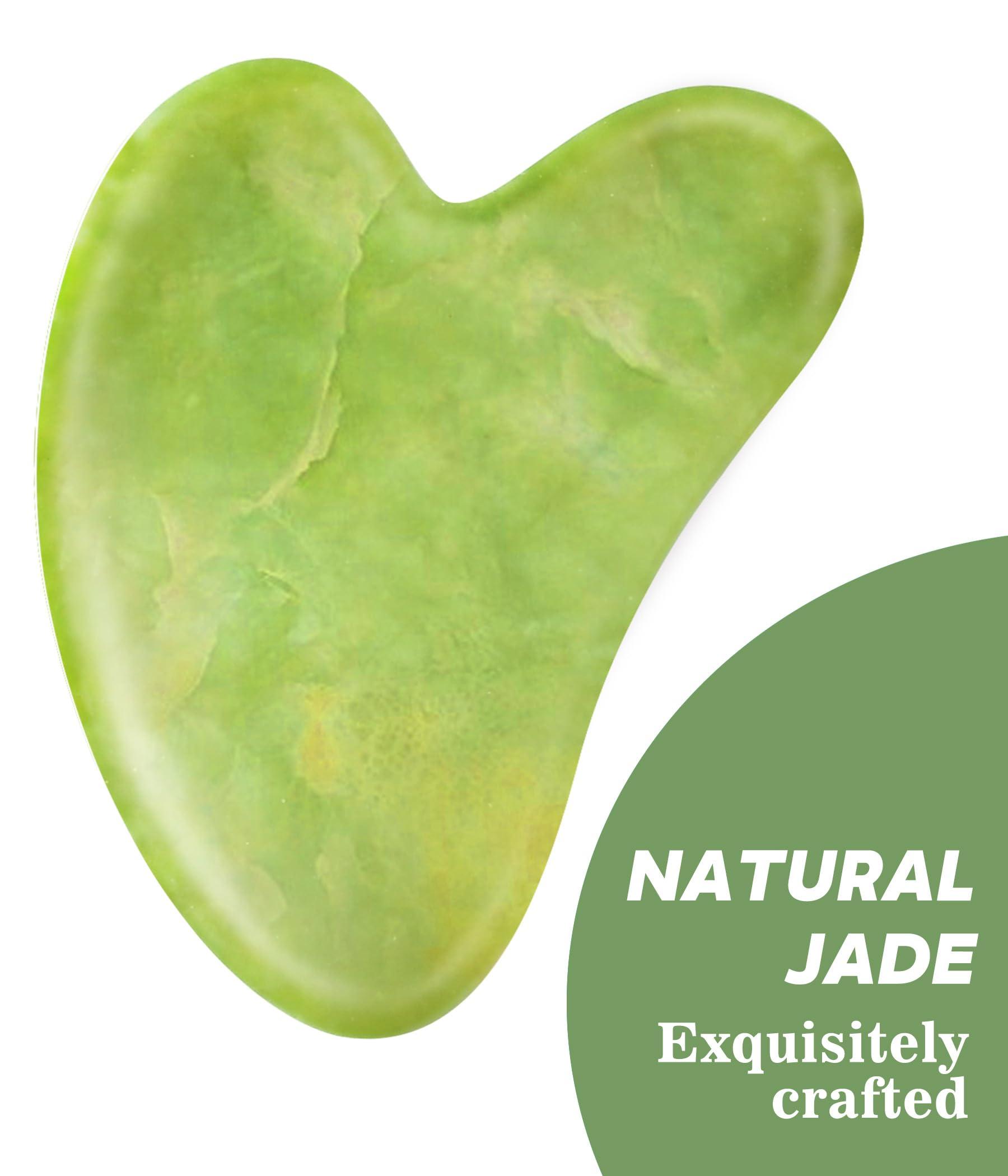 Boncun Jade Gua Sha Facial Tools Guasha Tool for Face Massager Stones Gua Sha Stone Skincare Tools Facial Massager Tool Body Face Massage Tools Sculpting (Green)