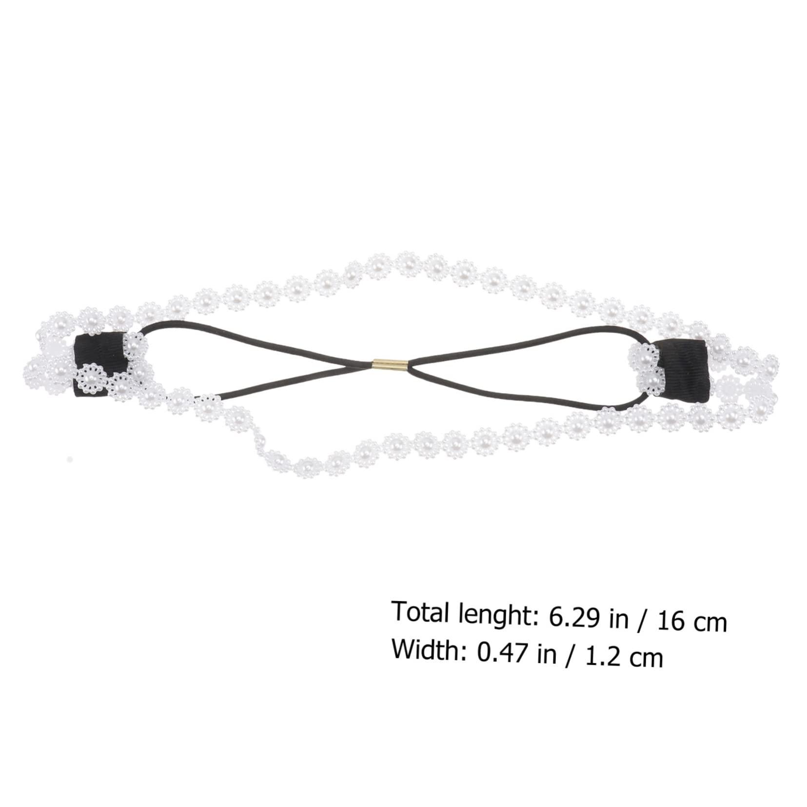 SKISUNO SKISUNO Bridal Hair Accessories Sparkly Hair Bands for Women Hair Band Gold Jewelry Headband Pearl Necklace Pearl Elastic Hairbands Bandana Hair Bands for Women Pearl Band White