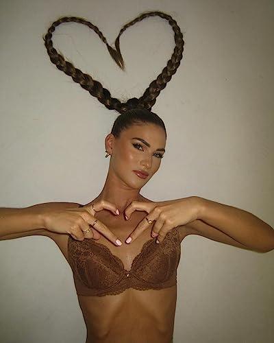 LullaBellz LullaBellz Synthetic Hair Extension Double Up Braid Grande 26 Length, Chocolate Brown Hairband Base, Pre-Sectioned Hair with Clear Elastics 2 Hair Grips, 2 Elastic Bands Suits All Hair Types