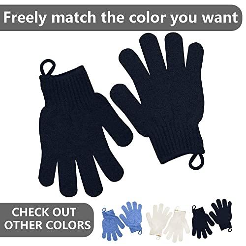 Meiyante Exfoliating Glove with Hanging Loop - Bath Gloves 1 Pair Shower Gloves, Heavy Exfoliating Gloves for Men and Women Shower Gloves Body Wash Makes Skin Soft Healthy Body Exfoliating Gloves 1 Pair Black