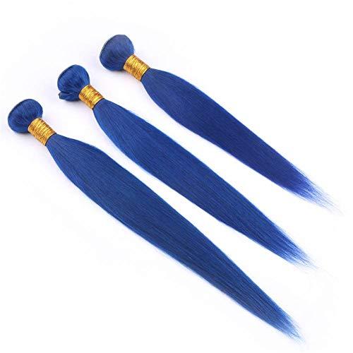 Tony beauty hair Tony Beauty Hair Straight Dark Blue Virgin Hair Weave Double Wefts with Closure 4Pcs Lot Blue Colored Indian Human Hair 3Bundles Hair Weaves with Front Lace Closure 4x4 (24 24 24+20)