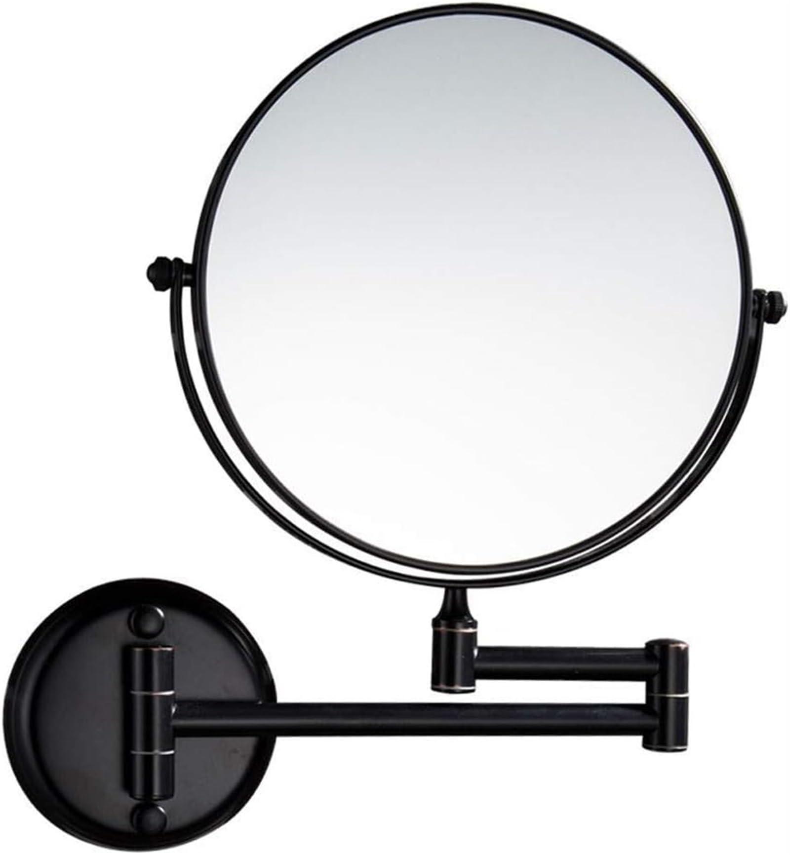 BLUPOWHT BLUPOWHT Wall-Mounted Shaving Mirror Black 10X Magnification + Normal 8-Inch Double-Sided Round Bathroom Vanity Mirror Swivel