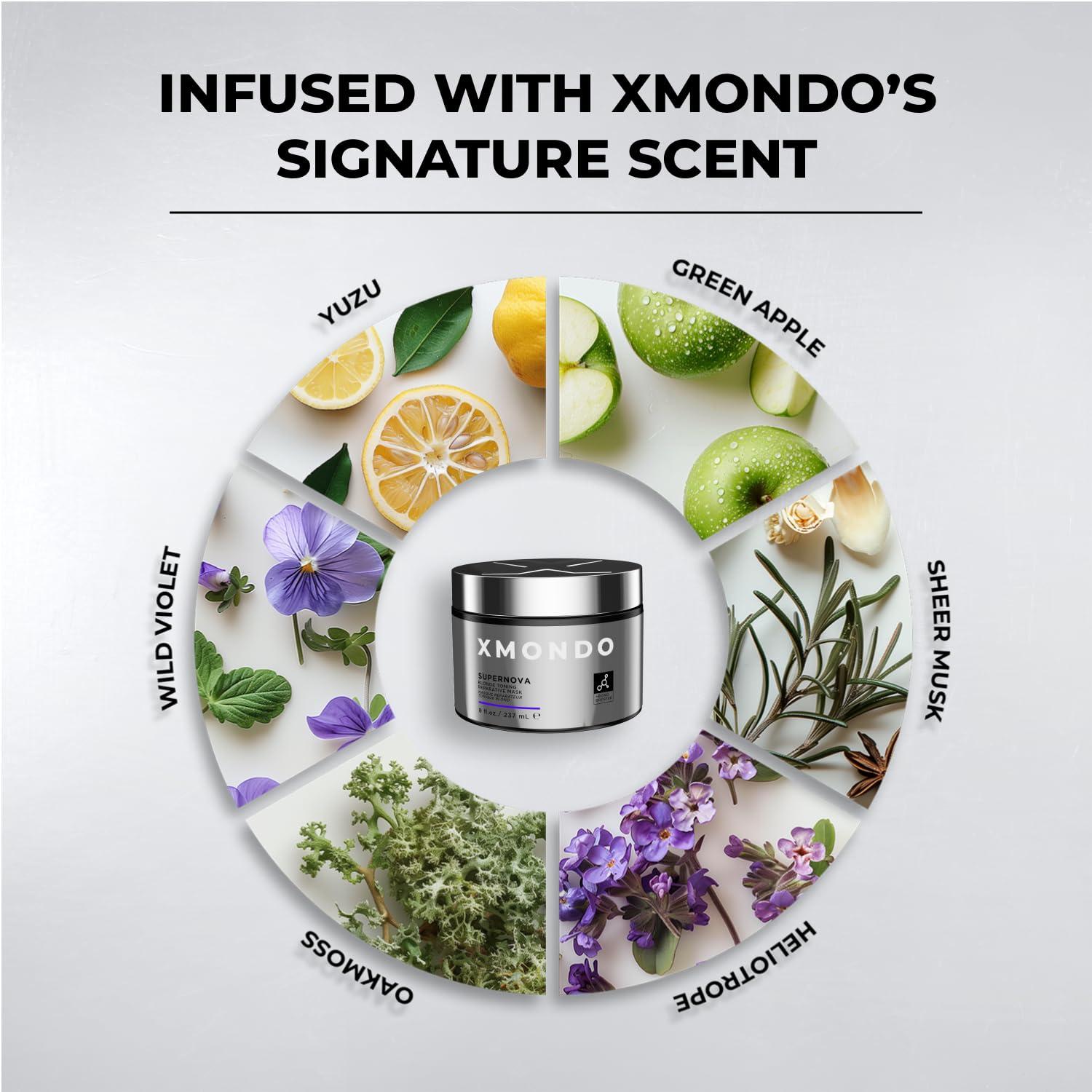 XMONDO XMONDO Hair Supernova Blonde Toning Reparative Mask, Vegan Formula with Jojoba Oil, Reducing Brassy and Yellow Tones on Blonde, Highlighted, and Gray Hair Colors, 8 Fl. Oz