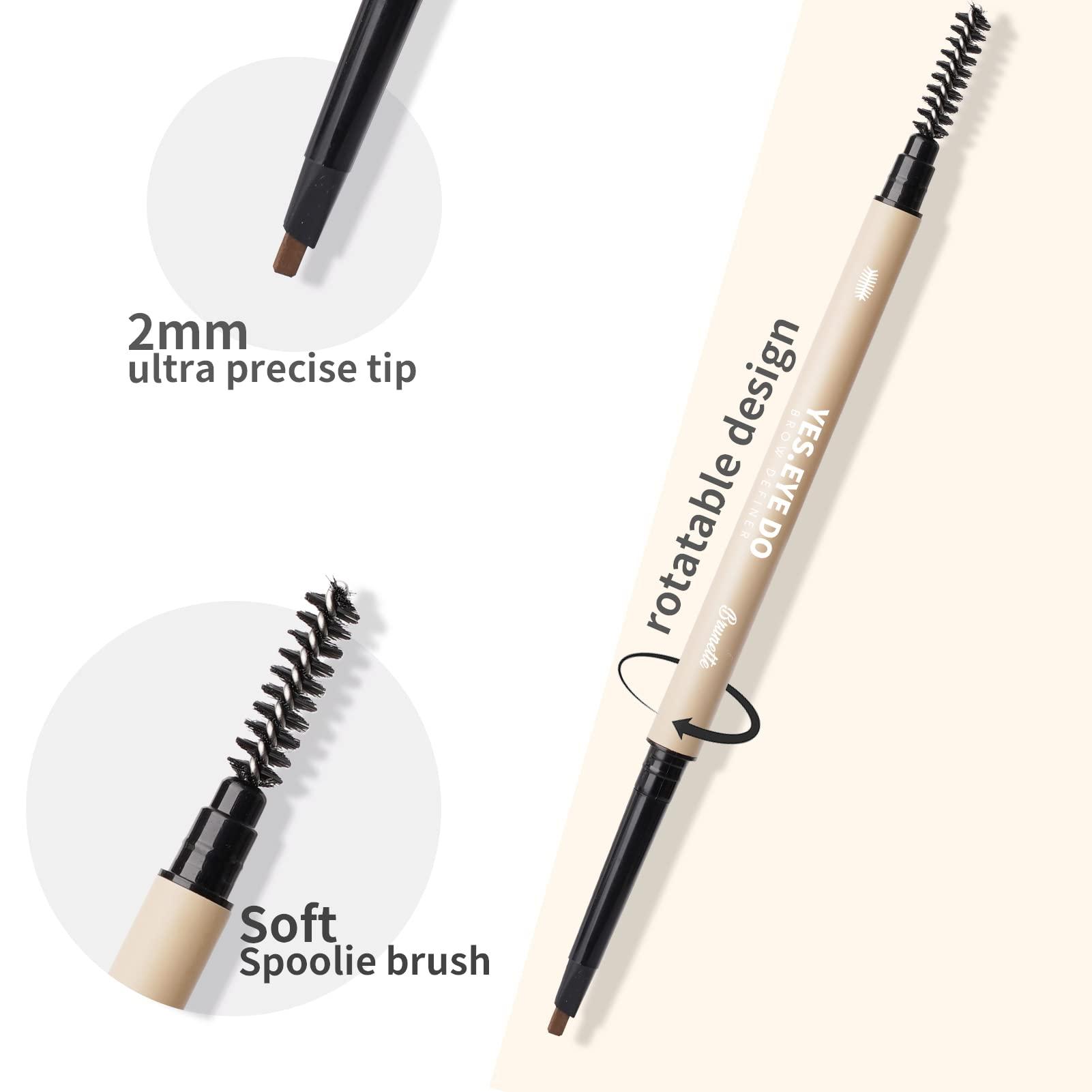 YES.EYE DO Grey Eyebrow Pencil for Older Women Soft, Retractable Gray Eyebrow Pencil with Spoolie, Ultra Fine Brow Pencil for Gray Hair with hair like strokes, Long-lastin, Waterproof, Grey, YES.EYE DO