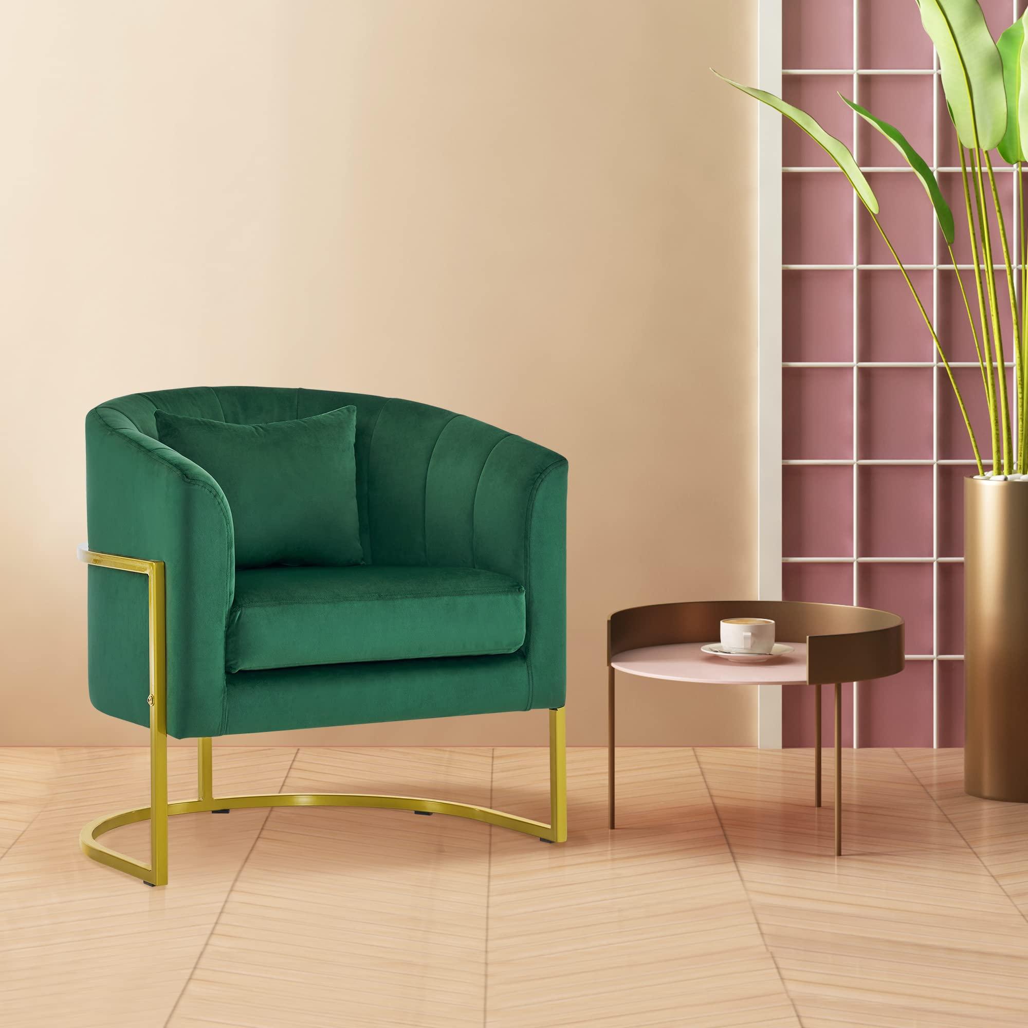 BarberPub BarberPub Living Room Chair, Nail Tech Chair with Cushion, Manicure Armchair for Nail Technician, Spa Salon Equipment for Manicurist, Vanity Makeup Beauty Station 3513 (Dark Green)