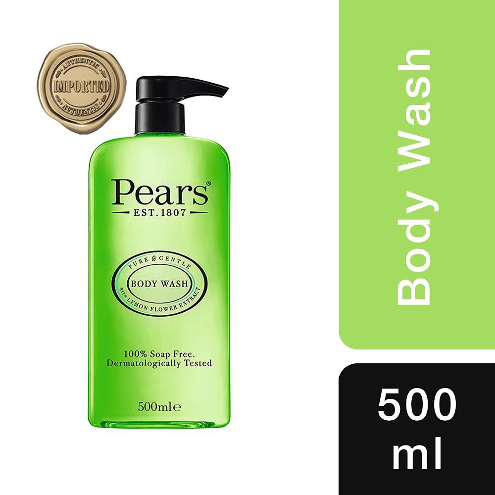 PEARS DOPICT Pears Pure & Gentle Shower Gel, Body Wash with Oil Clear Formula for Removing Excess Oil with Lemon Flower Extracts, 100% Soap Free, Imported, 500 ml