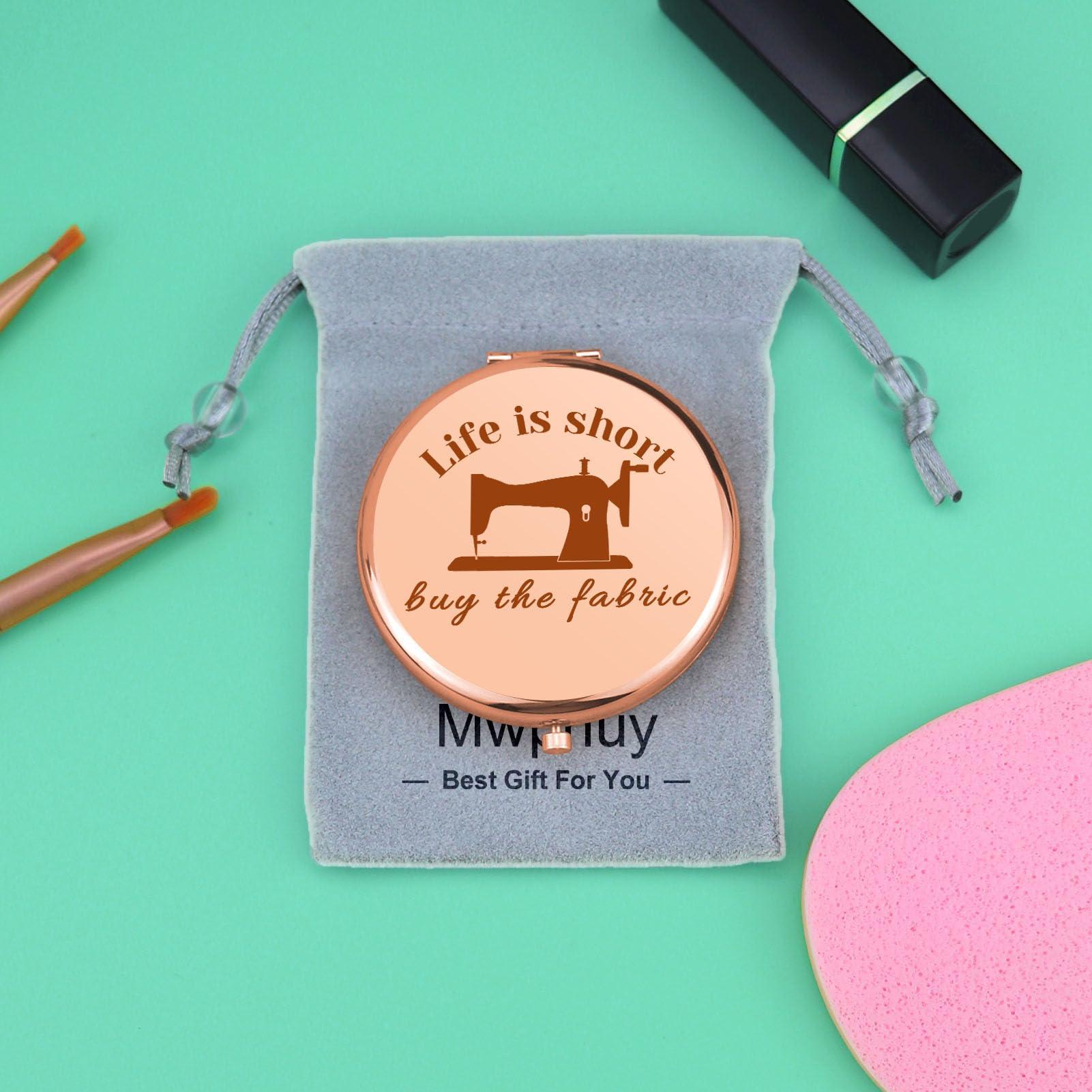 Mwphuy Sewing Gifts for Women Compact Makeup Mirror for Mom Grandma Aunt Seamstress Gift Ideas Sewing Lover Gift Funny Quilting Gifts Folding Makeup Mirror for Friend Sister Christmas Birthday Gifts