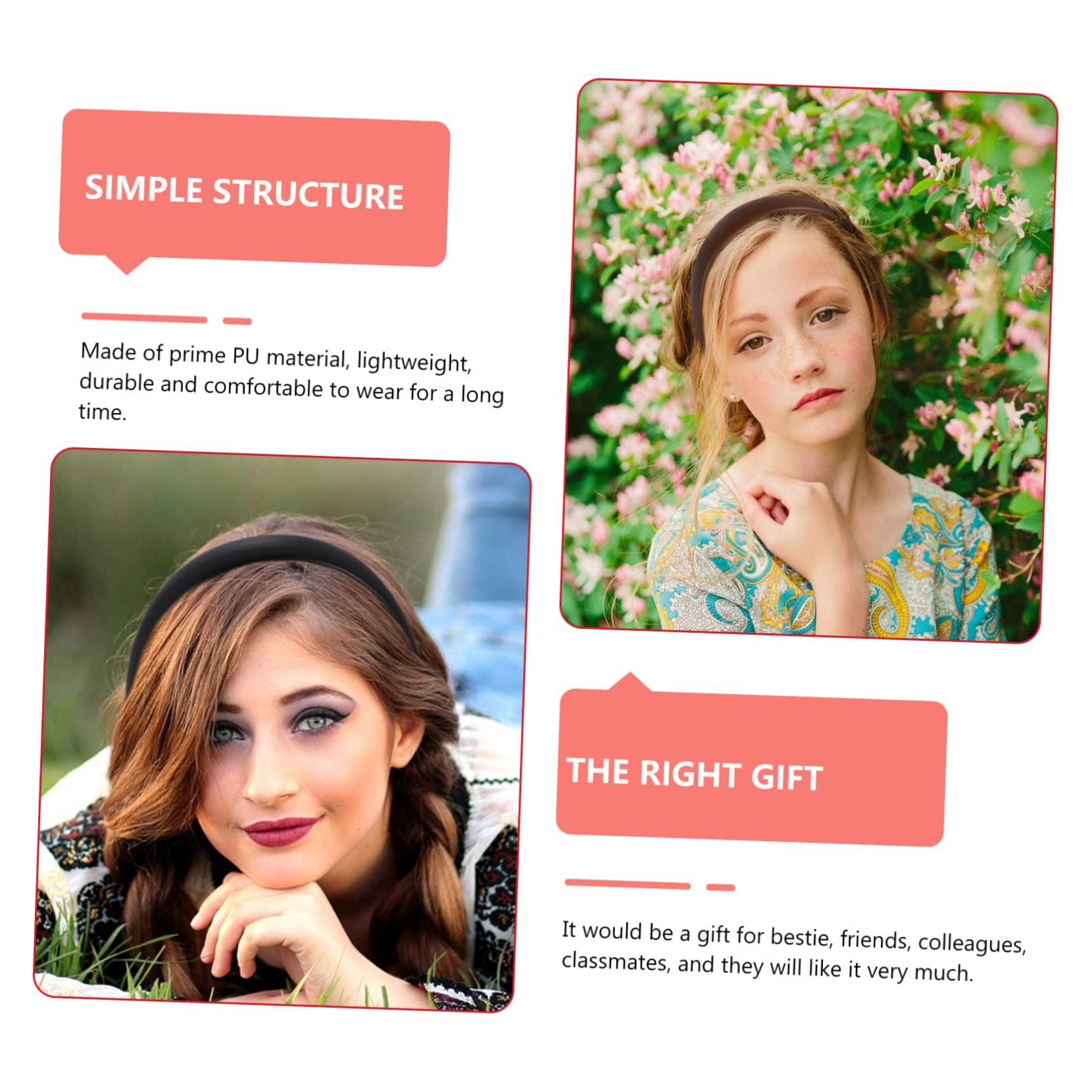 Beatifufu Beatifufu 4pcs Leather Headband Fashion Headbands Hairbands Beauty Headbands Hair Accessories for Women Hair Band Woman Knotted Headbands Star Headband Head Band Bandana Artificial Leather