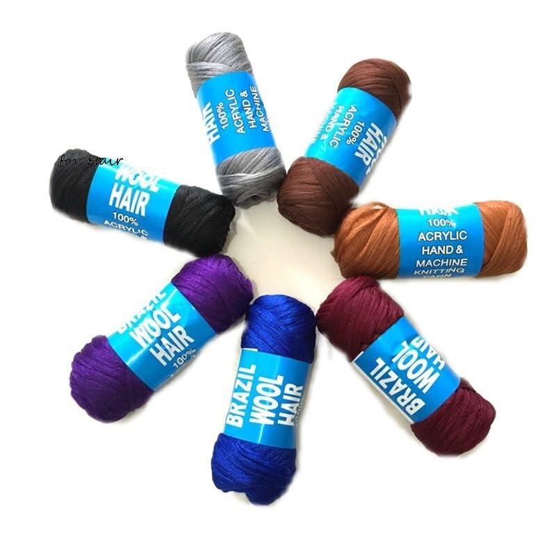HUFFA HUFFA 14 Bundles 70g Per Bundle Brazilian Wool Hair Low Temperature Flame Retardant Synthetic Fiber for Braiding(Blue)