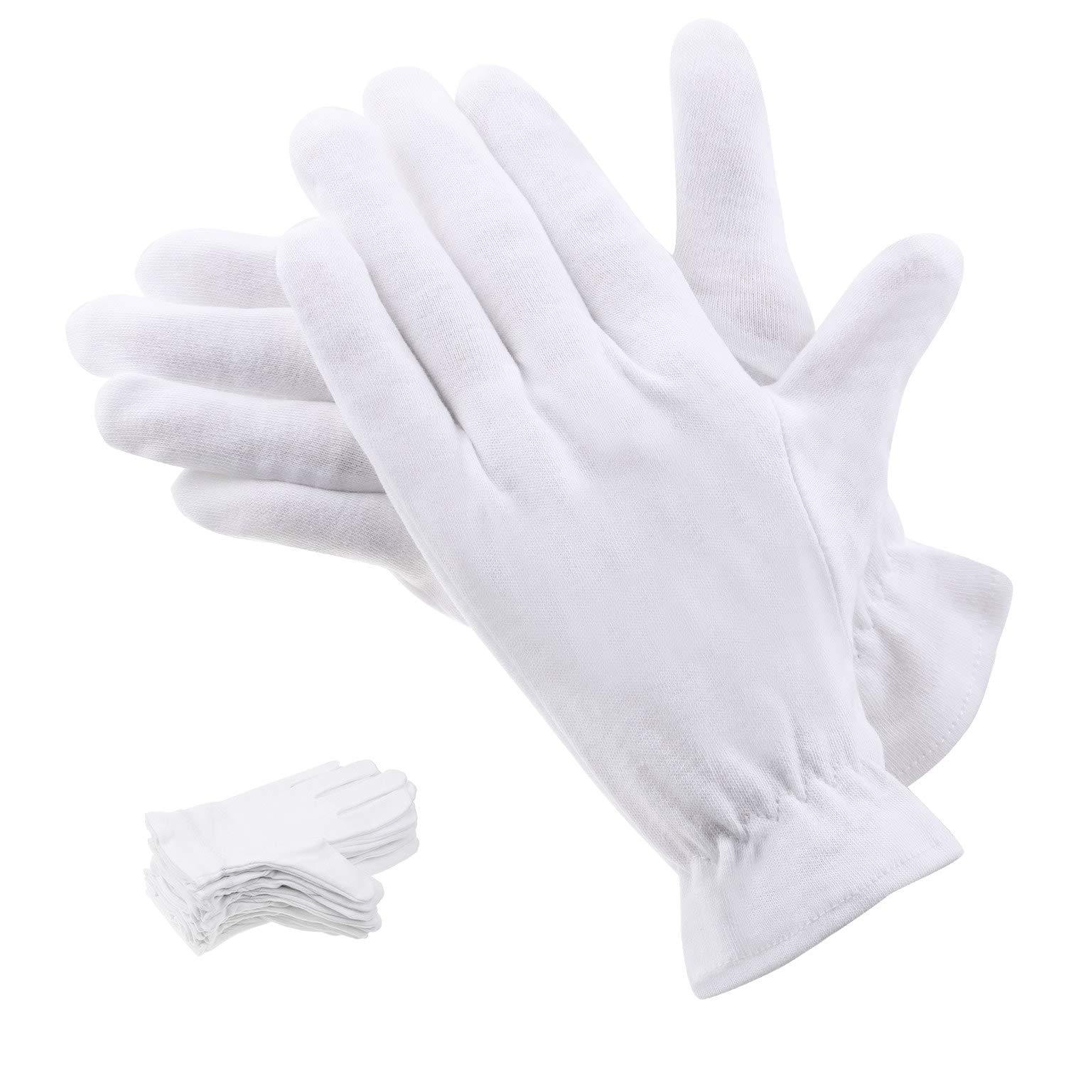 selizo 100 Percent Cotton Gloves for Dry Hands Eczema, Selizo 10 Pairs White Cotton Gloves for Women Dry Hands Moisturizing Cosmetic Sensitive Irritated Skin Spa