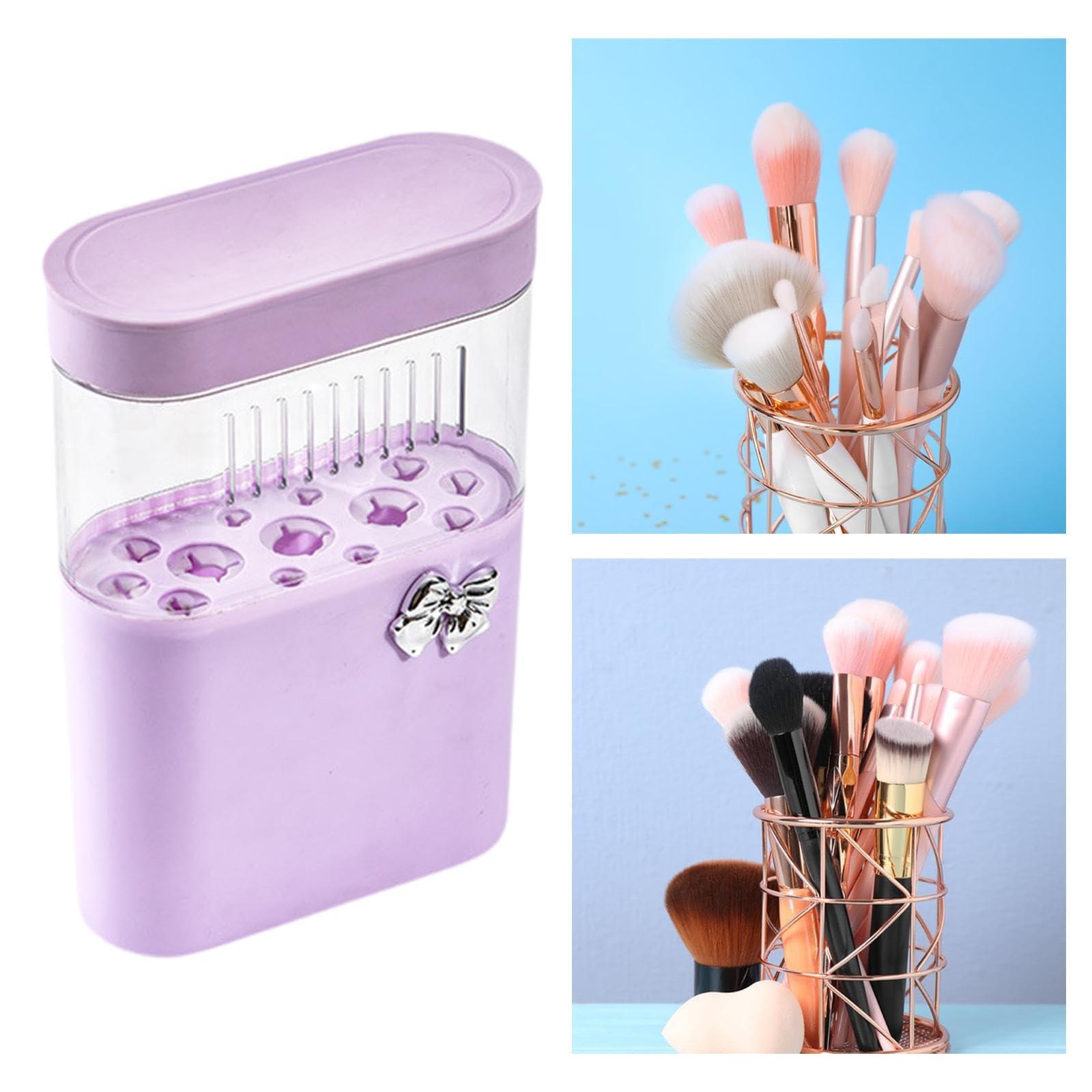 Generic Generic Makeup Brush Storage Cosmetic Brushes Storage Display Case 13 Slots Waterproof Paintbrushes Desktop Makeup Brush Organizer, violet, 21cmx14cmx6cm