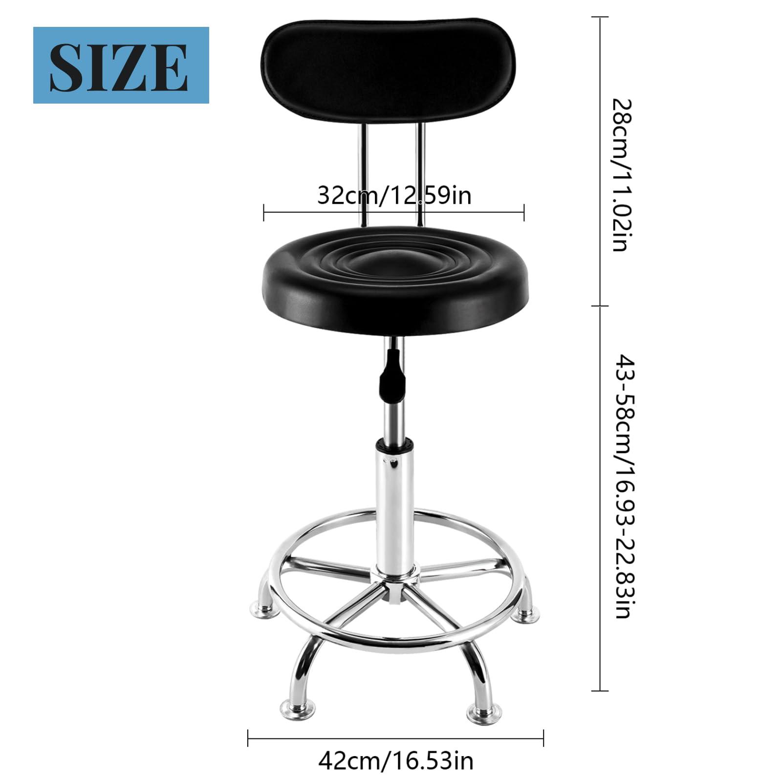 QIUTMER QIUTMER Chair Stool Salon Chair with 360 Swivel Seat Height Adjustable High Barber Cutting Stools with Backrest Black for Home Office Barber Shop