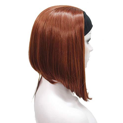 Lydell Lydell Short Straight Bob Headband Wig 3/4 wig short half Synthetic hair wig (130 Copper Red)