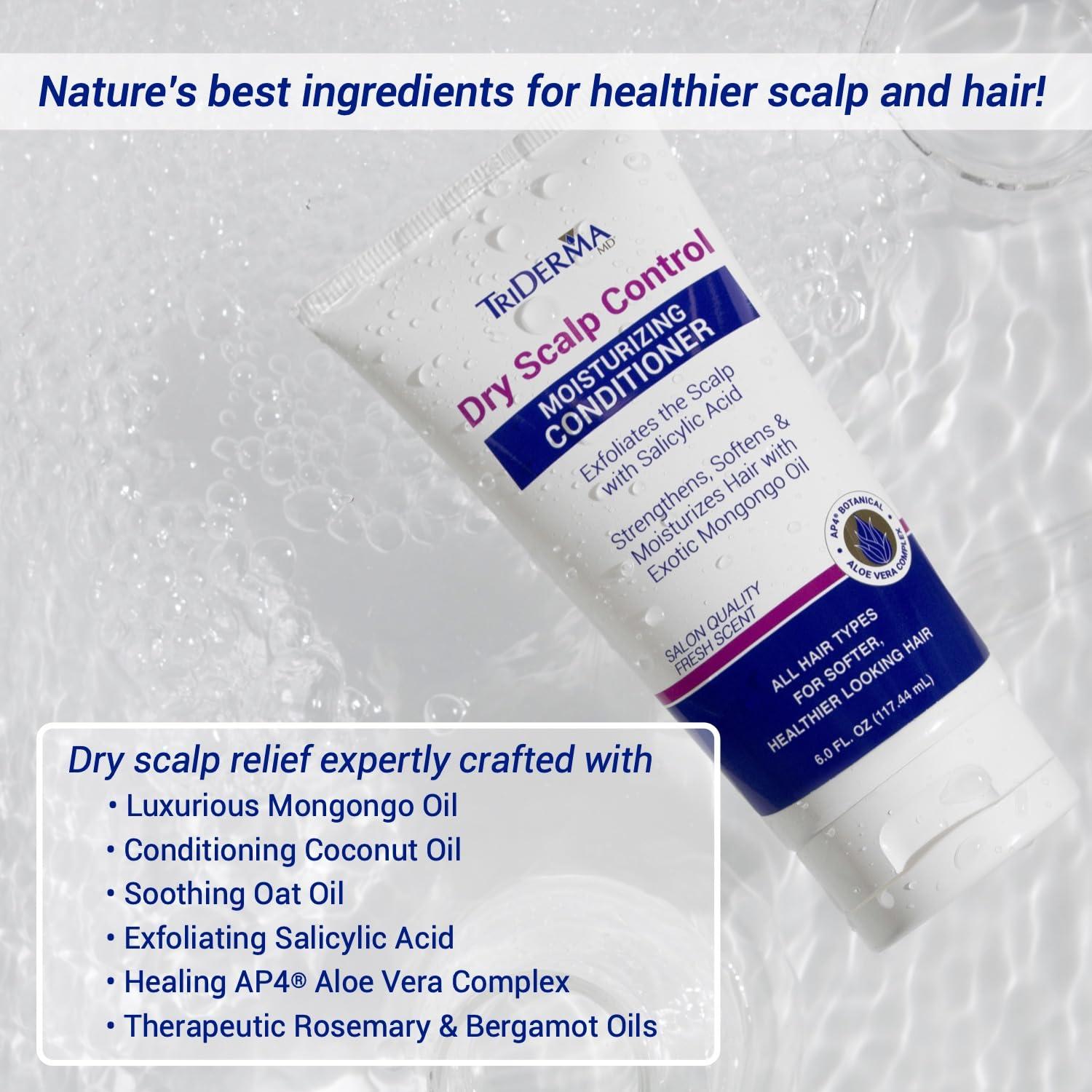 TriDerma TriDerma Psoriasis Control Scalp Exfoliator Shampoo 8.3 oz & Dry Scalp Moisturizing Hair Conditioner 6.0 oz, Salon Quality Dry Scalp Treatment Hair Care, Fresh Rosemary Oil, Value Bundle