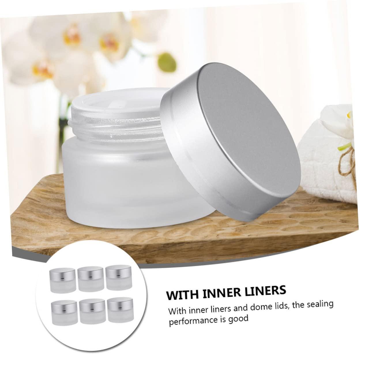 VINTORKY VINTORKY 6 Pcs 5g Frosted Glass Cosmetic Jars for Eye Cream and Samples Makeup Storage Containers for Creams and Lotions Refillable Storage Pots for Skincare