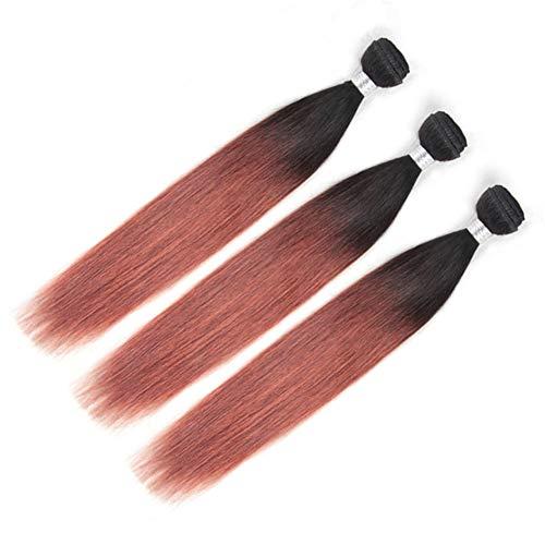 Tony beauty hair Tony Beauty Hair Black to Dark Auburn Ombre Peruvian Human Hair Bundles with Closure Straight #1B/33 Copper Red Ombre 3 Bundles with 4x4 Lace Closure Ombre Reddish Brown Weave Wefts (14 14 14+14)