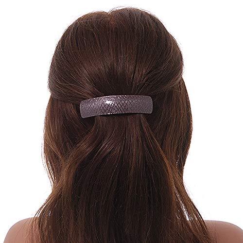 Avalaya Avalaya Taupe Snake Print Acrylic Square Barrette/Hair Clip in Silver Tone - 90mm Long