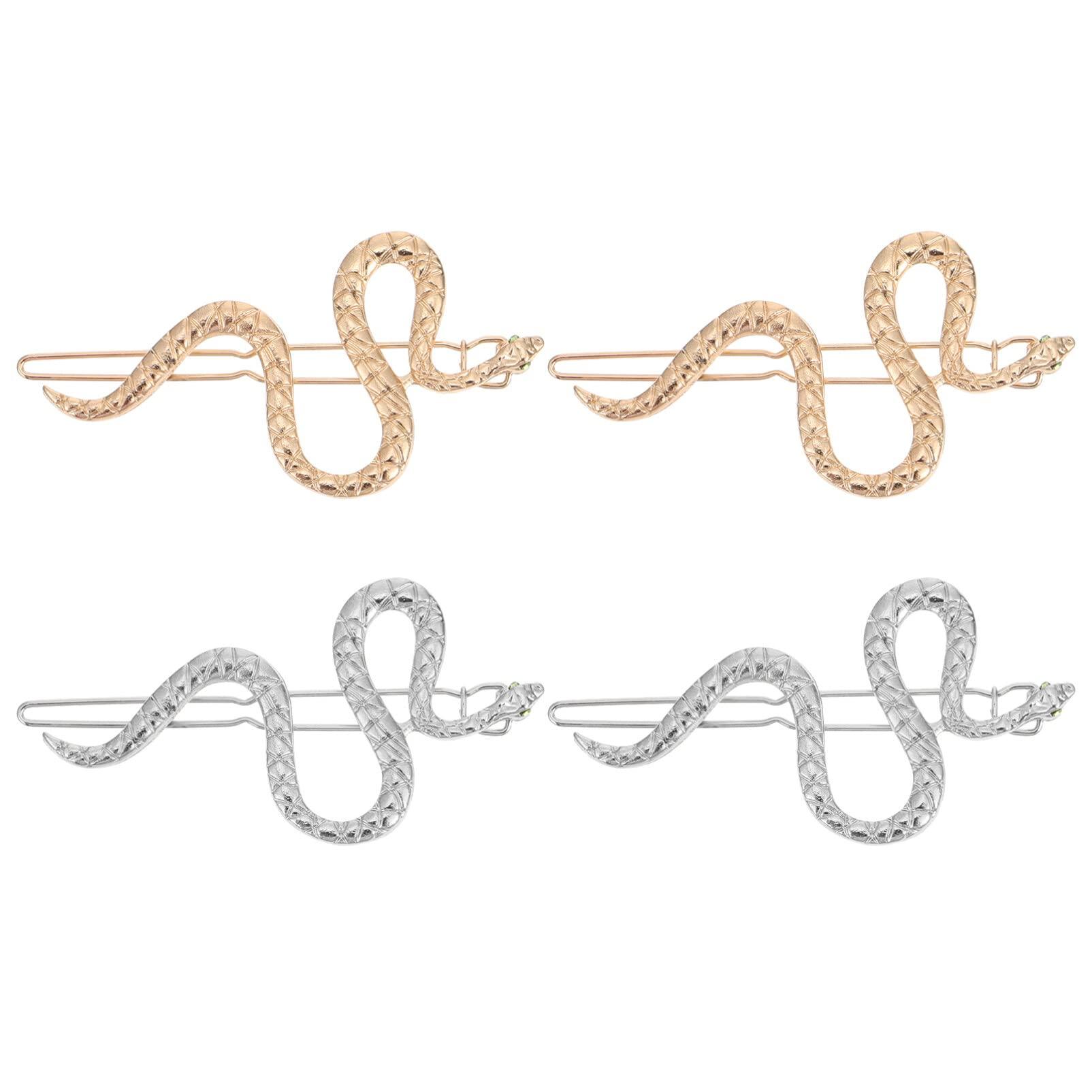 FRCOLOR FRCOLOR Snake Hair Clips 4pcs Snake Hairpin Wedding Hair Clips Metal Gold Snake Jewelry Geometric Hair Clips Snake Hair Barrettes Snake Pattern Hair Snap Clips Alloy Hair Trinket Banana Gift