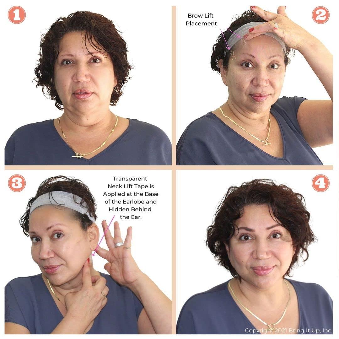 Bring It Up Bring It Up Instant Face Lift Tape Kit: 30-Day Supply, Transparent Neck & Eyebrow Lift Strips, Anti-Wrinkle Stickers, Face Tape Instantly Lifts Sagging Skin Around Face, Hides Double Chin-Made in USA
