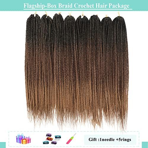 Flagship Crochet Box Braids Crochet Hair Prelooped 24 Inch 8 Packs T30/27 Ombre Goddess Box Braids Crochet Hair 3x Box Braided Synthetic Braiding Hair Crochet Braids Hair for Black Women Extensions