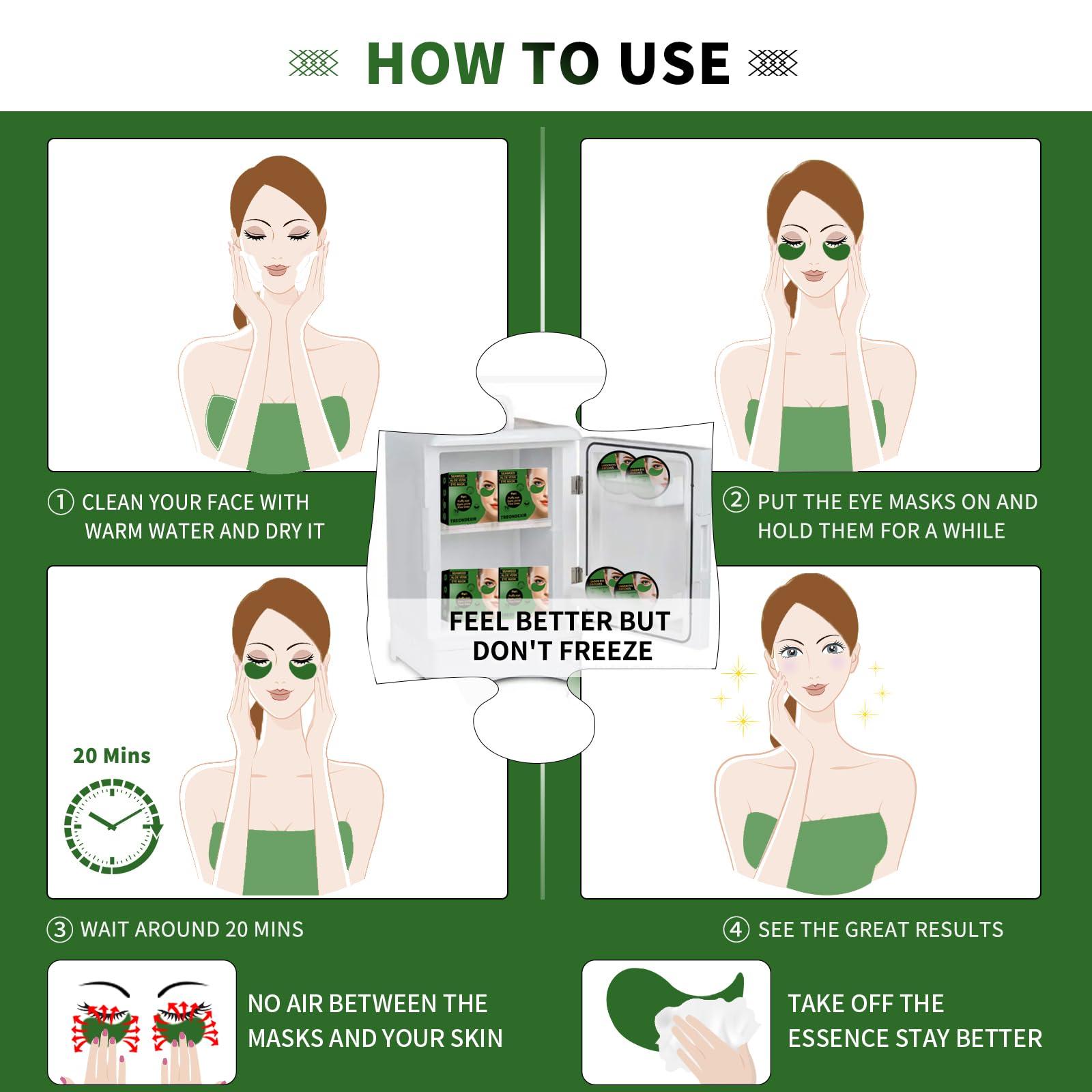 Treondexir Under Eye Masks for Dark Circles and Puffiness 70PCS, Under Eye Patches for Puffy Eyes Treatment, Under Eye Gel Pads w/Seaweed, Aloe Vera, Peptides for Eye Bags Treatment, Eye Mask Patches Skincare