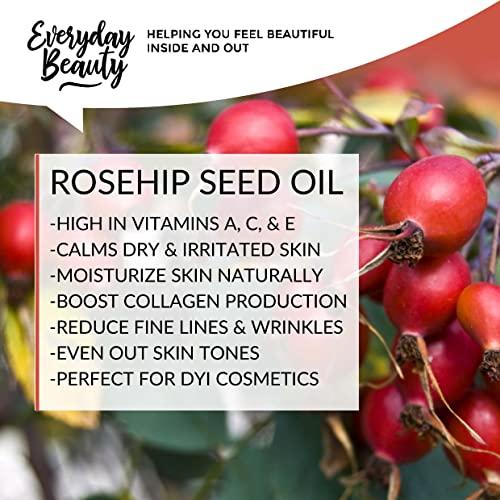 Everyday Beauty Helping You Feel Beautiful Inside Rosehip Seed Oil Bulk - 32 oz 100% Pure Extra Virgin Unrefined Luxury Oil - Cold Pressed & All Natural for Face, Skin and Hair - DIY Cosmetics - Premium Quality Bulk Price
