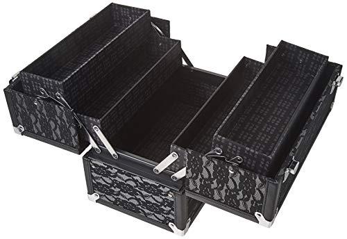 Caboodles Caboodles Make Me Over 4 Tray Train Case, Cosmetic Storage Case & Organizer, Black Lace, 3.5 Lb