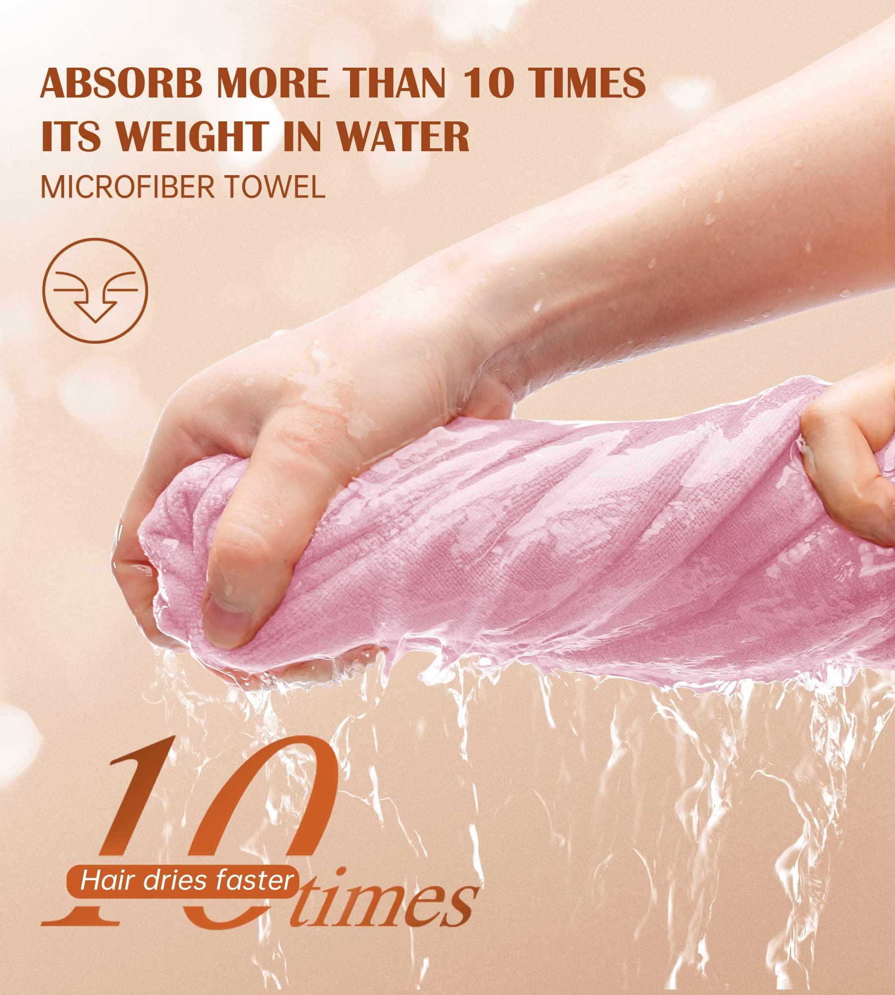 POPCHOSE POPCHOSE Microfiber Hair Towel Wrap Ultra Absorbent, Fast Drying Hair Turban Soft, No Frizz Hair Wrap Towels for Women Wet Hair, Curly, Longer, Thicker Hair