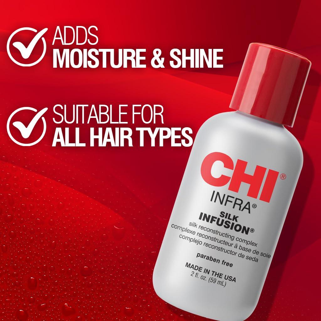 CHI CHI Infra Silk Infusion, Leave-In Reconstructing Treatment To Strengthen & Protect All Hair Types, Alcohol-Free, 2 Oz