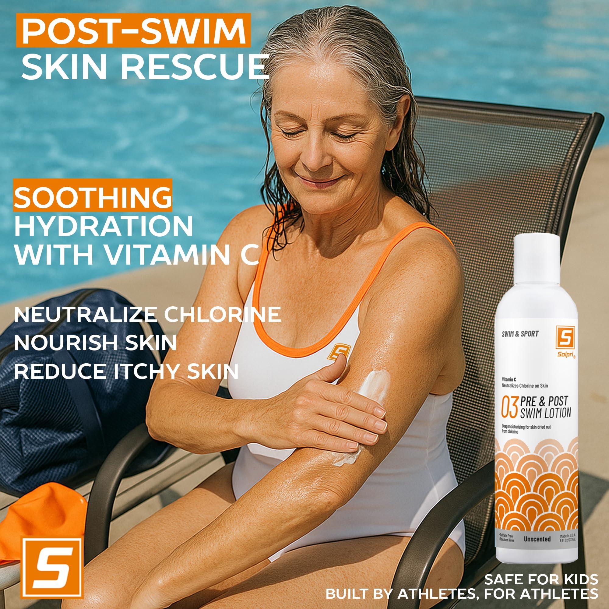 Solpri Solpri Pre and After Swim Lotion with Vitamin C 8 Fl Oz - Pre Swim Chlorine Skin Protection, Pre Swim Lotion for Chlorine (8 Fluid Ounce, Unscented)