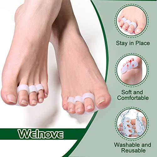 Welnove Welnove Hammer Toe Crests Straightener 4 Pcs Gel Toe Support Pads Cushion(3 Loops White) Relief for Overlapping-Curled-Hammer-Claw Toes