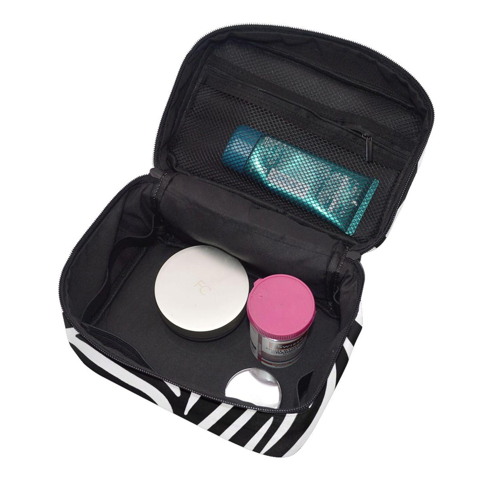 QASDFGHR QASDFGHR Small Striking Zebra Print Makeup Bag,Travel Cosmetic Bag with Zipper for Women Square Make Up Bags Organizer