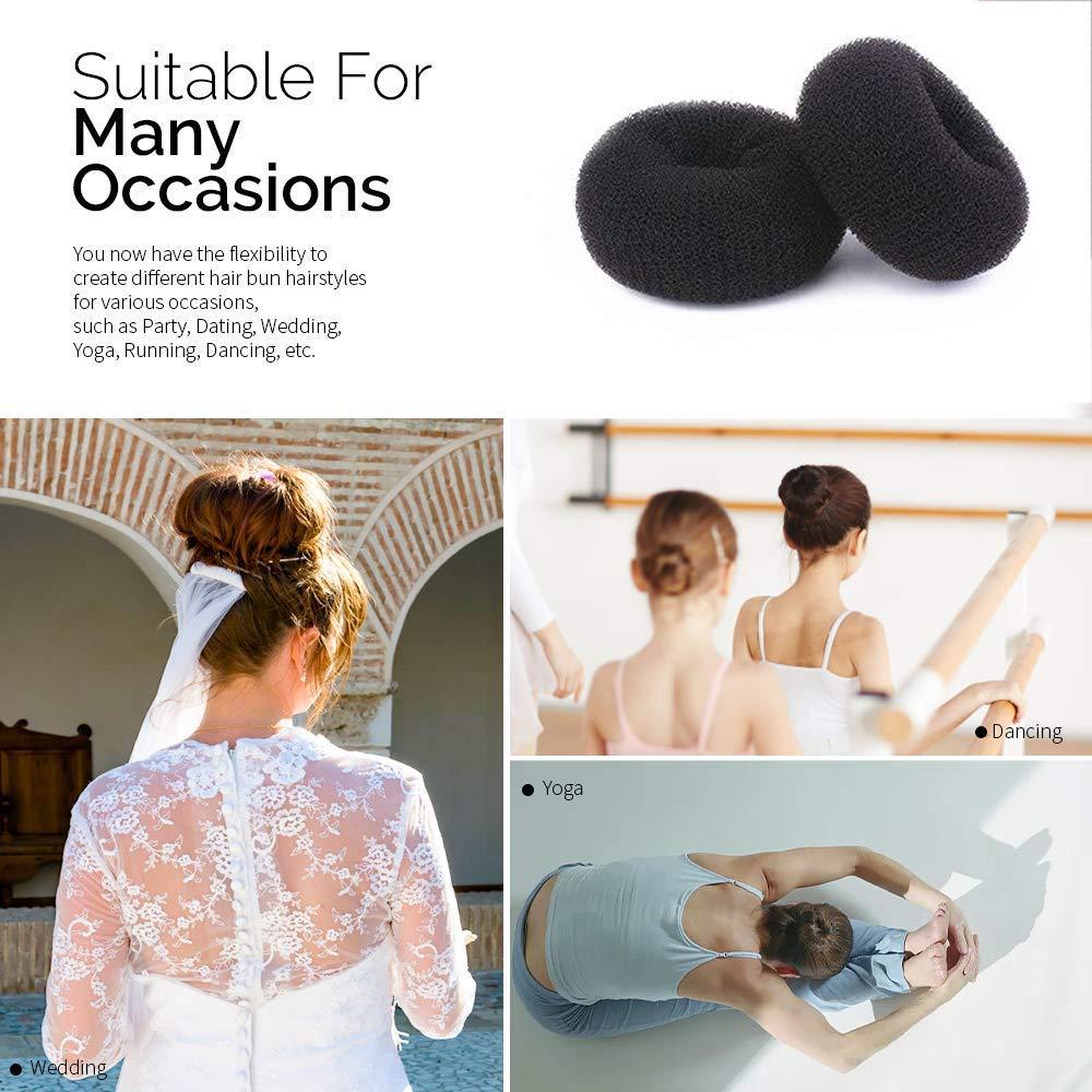 kitjans Kitjans Hair Donut Bun Maker, 2PCS Medium (3 Inch/Black) Ring Style Bun Shaper for Short and Thin Hair