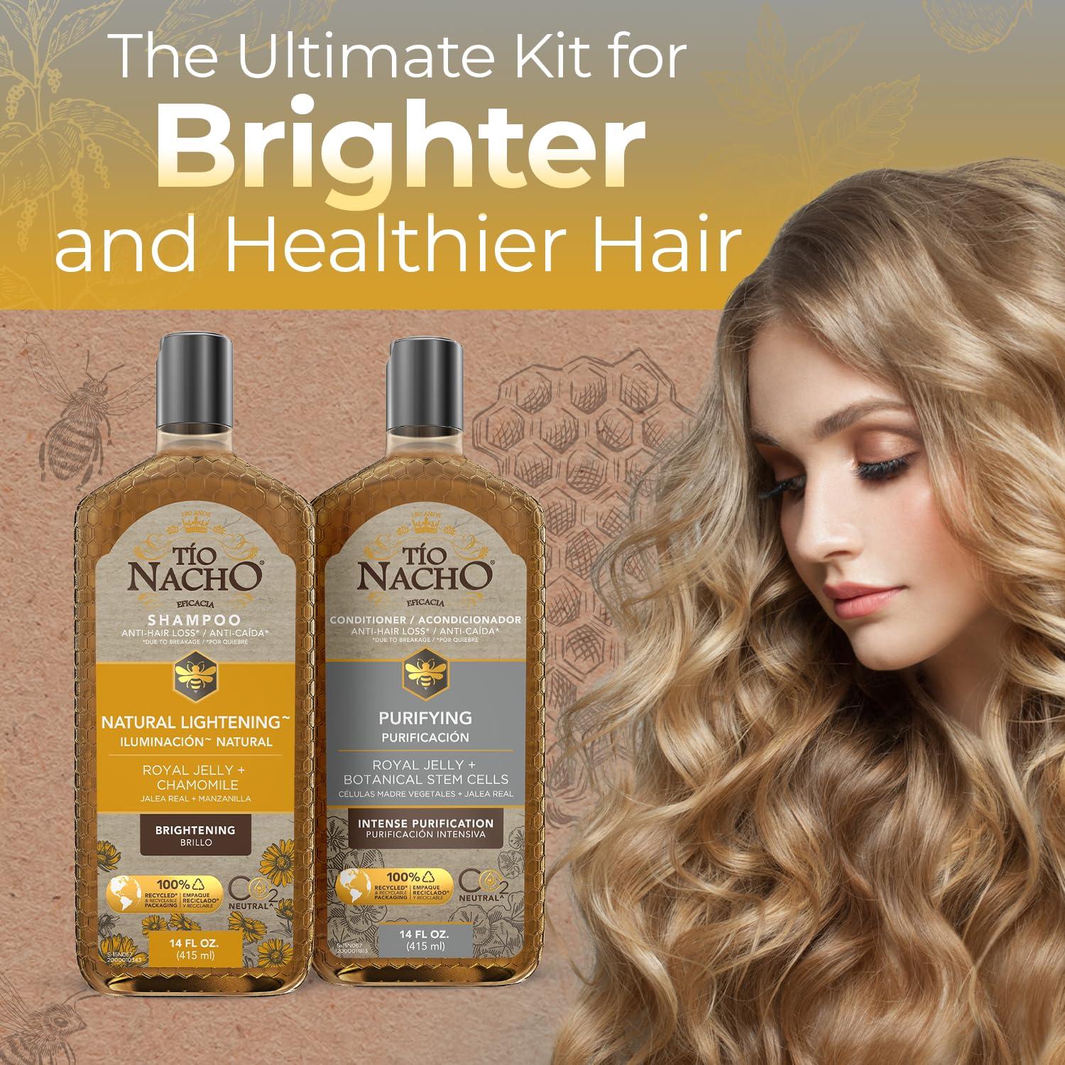 Tio Nacho Tio Nacho Shampoo & Conditioner Set - Natural Lightening Shampoo with Royal Jelly & Chamomile + Purifying Conditioner with Botanical Stem Cells, Enhances Volume & Shine, 14 oz Each