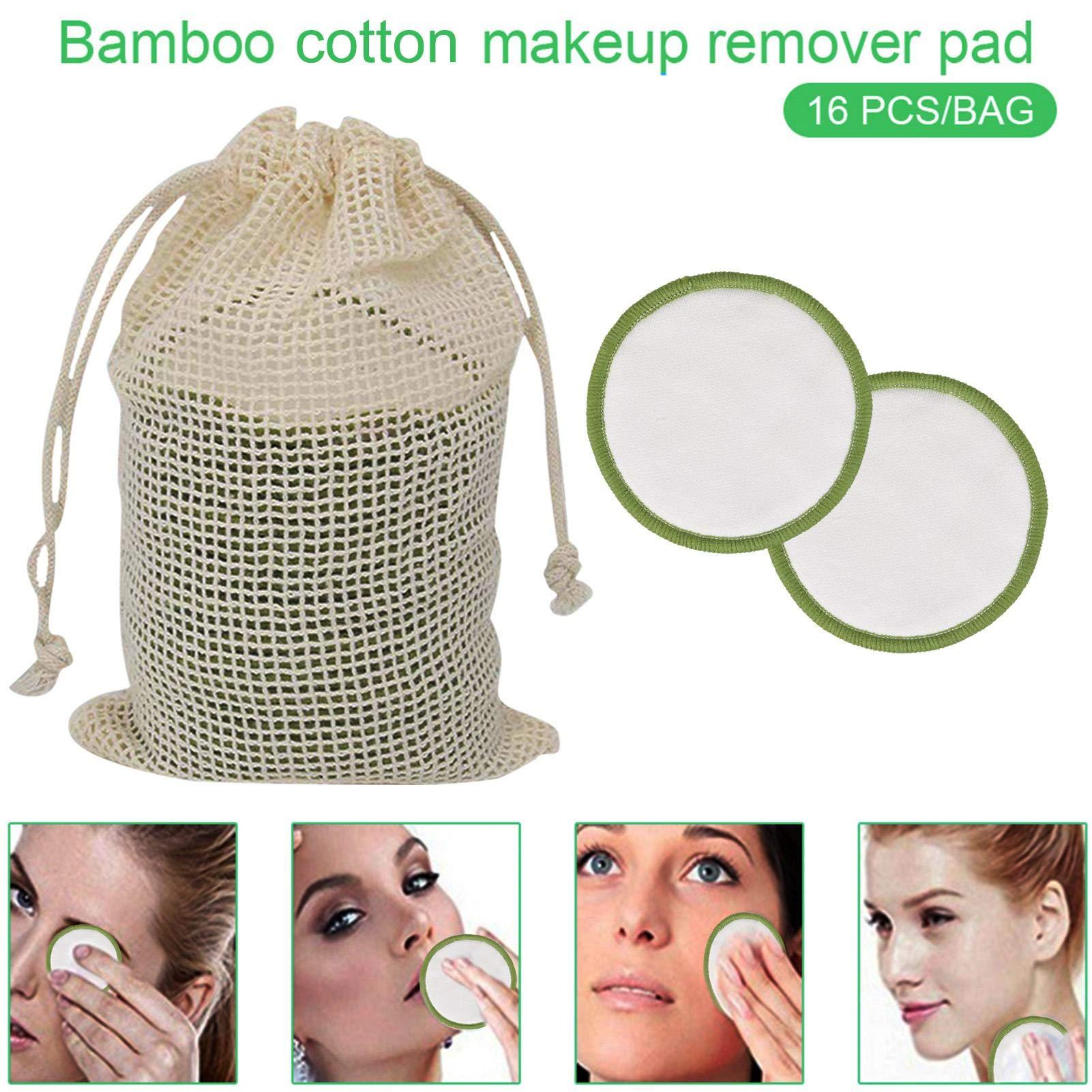 Longlasting Longlasting 16PCS Reusable Cotton Pads Makeup Remover Pads Bamboo Storage Box Cotton Facial Rounds Facial Pads with Storage Bag Eco Friendly Skin Care Gifts