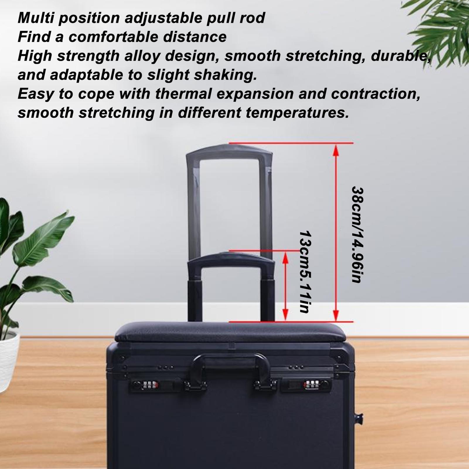 HURRISE 3 In 1 Rolling Makeup Train Case,Rolling Makeup Case Train Case,High Capacity Aluminum Alloy Adjustable Handle Cosmetic Tool Chest for Artists Stylists