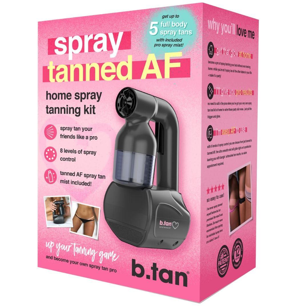 B.TAN b.tan Spray Tan Kit | At Home Spray Tanning Kit, Includes Spray Tan Machine, Tanning Applicator Mitt, 8 Fl Oz Solution Mist