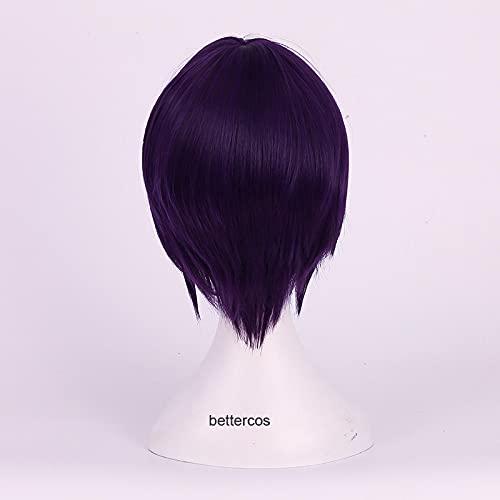 ZZMQ ZZMQ Kyoka Jiro Cosplay Wigs Jirou Kyouka Short Purple Black Heat Resistant Synthetic Hair Wig + Wig Cap